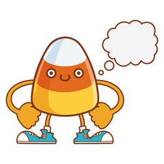 kawaii smiling halloween candy corn cartoon