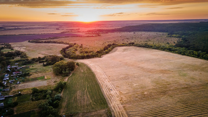 summer nature of the countryside in Russia.aerial photographs of fields