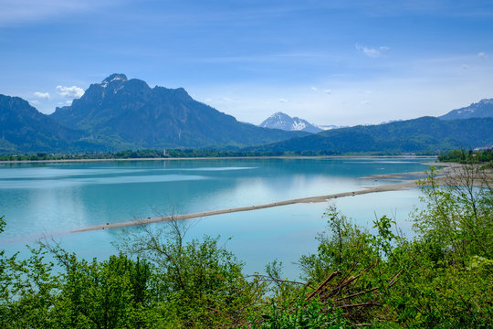 Germany, Bavaria, Swabia, Ostallgau, Allgau, Bike path Via Claudia Augusta, on Forggensee