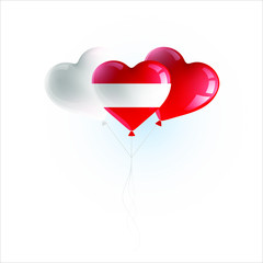 Heart shaped balloons with colors and flag of AUSTRIA vector illustration design. Isolated object.