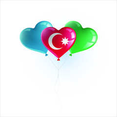 Fototapeta na wymiar Heart shaped balloons with colors and flag of AZERBAIJAN vector illustration design. Isolated object.