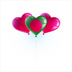 Obraz na płótnie Canvas Heart shaped balloons with colors and flag of BANGLADESH vector illustration design. Isolated object.
