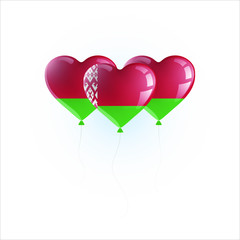 Fototapeta na wymiar Heart shaped balloons with colors and flag of BELARUS vector illustration design. Isolated object.