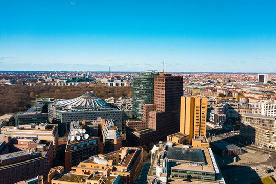 Germany, Berlin, Aerial view of office buildings in&nbsp;Potsdamer Platz