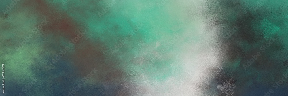 Poster stunning abstract painting background texture with dark slate gray, silver and dark sea green colors and space for text or image. can be used as horizontal header or banner orientation