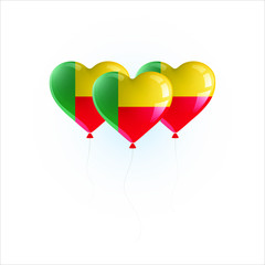 Fototapeta na wymiar Heart shaped balloons with colors and flag of BENIN vector illustration design. Isolated object.