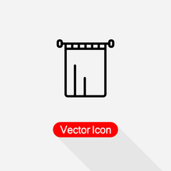The Bathroom Curtain Icon, Curtain Icon Vector Illustration Eps10