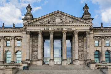 Obraz premium The Reichstag building - the Headquarter of the German Parliament (Deutscher Bundestag) in Berlin, Germany.