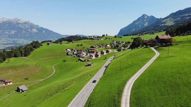 Beautiful Swiss Alps with its small villages - travel photography
