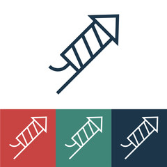 Linear vector icon with fireworks