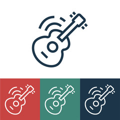 Linear vector icon with guitar