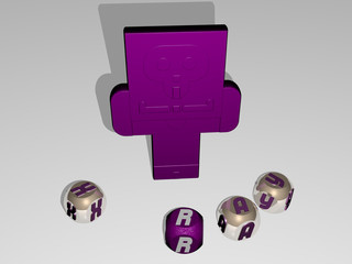 Fototapeta na wymiar x ray round text of cubic letters around 3D icon, 3D illustration for background and design