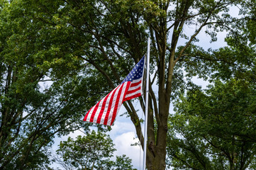 US Flag Flying on Pole