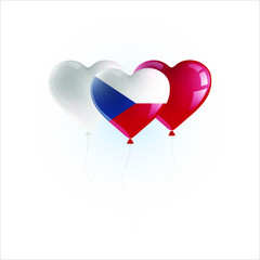 Obraz na płótnie Canvas Heart shaped balloons with colors and flag of CZECH REPUBLIC vector illustration design. Isolated object.