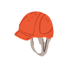 Red safety plastic or metal helmet or hard hat - builder, miner, factory worker head protector.Labor protection concept.