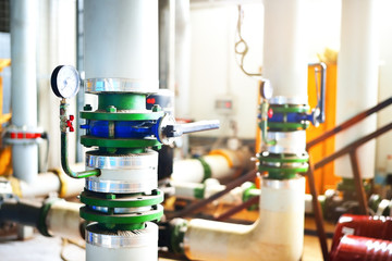 Barometers in an industrial city water treatment boiler room