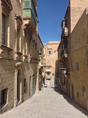 narrow street in valetta, malta