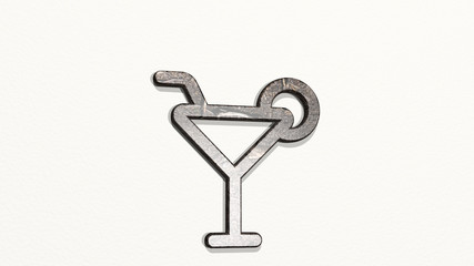 cocktail martini 3D icon on the wall, 3D illustration for background and drink