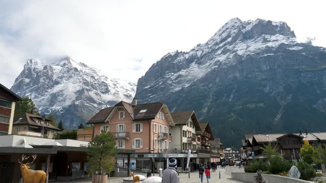 View of Grindelwald Town with Eiger, Jungfrau, Monch Mountain Background,