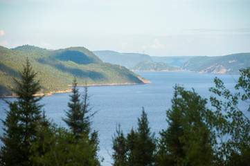Fototapeta na wymiar The Saguenay Fjord is shown in the Saguenay region of Quebec Canada