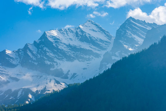 Landscape of the snowy Levanne Mountain at the border between Italy and France