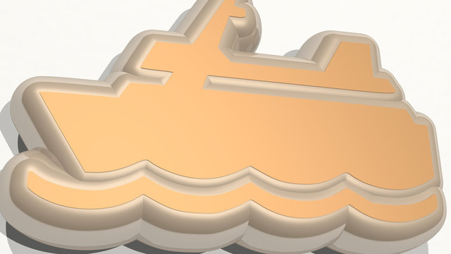 SHIP 3D drawing icon, 3D illustration for boat and cruise