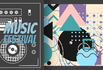 Music festival poster, abstract geometric background