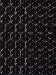 Fototapeta premium Shiny black luxurious cubes geometric pattern with silver wire. 3d rendering