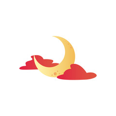moon with clouds gradient style icon vector design