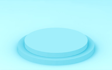 3d blue cylinder podium minimal studio background. Abstract 3d geometric shape object illustration render. Display for medicine product...