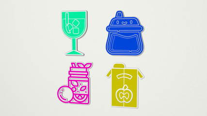 JUICE colorful set of icons, 3D illustration for background and fresh