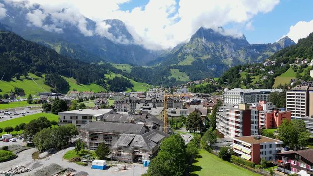 City of Engelberg in Switzerland - The Swiss Alps - aerial view - travel photography