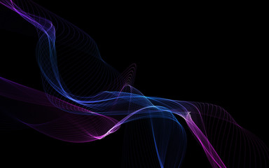 Dark abstract background with a glowing abstract waves