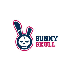 Bunny skull logo. Tshirt design. Sticker. Icon vector.
