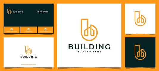 moderen letter b building logo with business card © budana