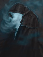 digital painting of a foggy hooded ghost creature creeping in the dark - digital fantasy illustration © Dominick