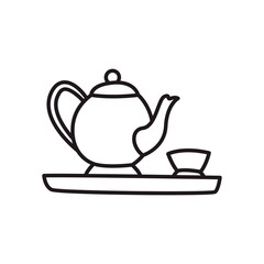 chinese tea pot with cup line style icon vector design