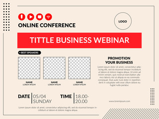 Live webinar invite template. Banner live webinar promotion for social media.
