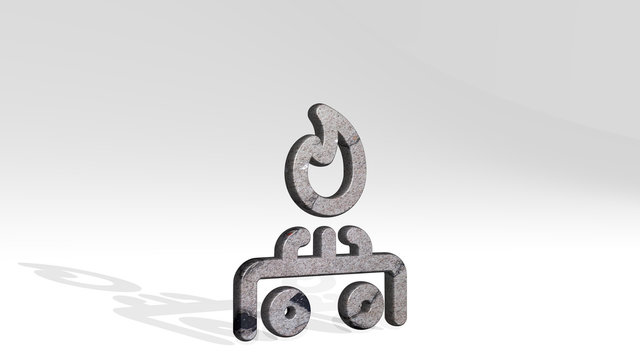 STOVE GAS 3D icon standing on the floor, 3D illustration for kitchen and cooking