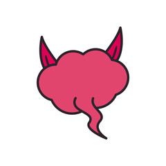 Communication bubble with horns line and fill style icon vector design