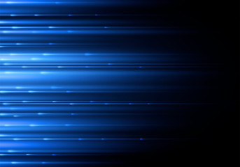 Sparkling blue trace with effect blurred motion and speed. Vector technology background