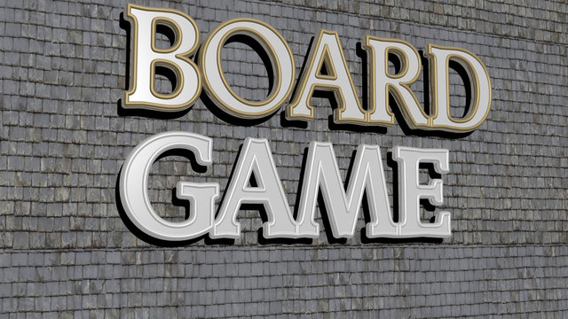 BOARD GAME text on textured wall, 3D illustration for background and wooden