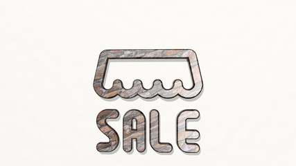 SHOP SALE 3D icon on the wall, 3D illustration for background and business