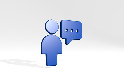 single neutral chat 3D icon casting shadow, 3D illustration for background and isolated