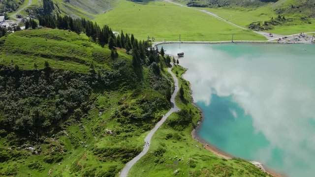 Wonderful spot for vacation in the Swiss Alps - aerial view - travel photography