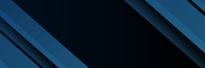 Fototapeta premium High contrast blue and black glossy stripes. Abstract tech graphic banner design. Vector corporate background 