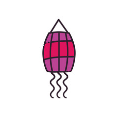 striped lantern line and fill style icon vector design