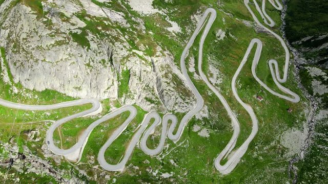Famous Gotthard Pass in Switzerland - aerial view - travel photography