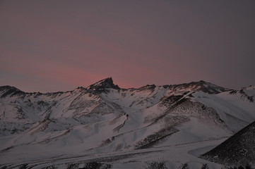snow covered Cerro Leñas mountain, mendoza, argentina