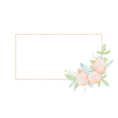 Watercolor gold floral frame. Wedding frames. Congratulatory frames. Invitational postcards. Clipart Frames
